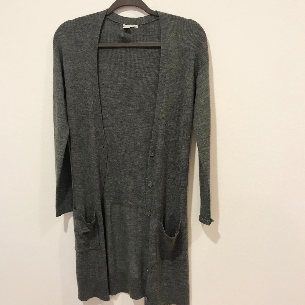 Halogen rib-knit grey duster cardigan